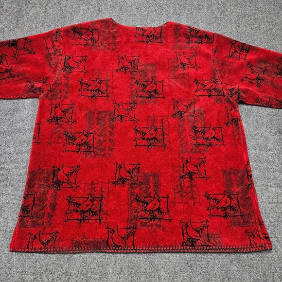 Vtg Artisans Sunschein Designs Cardinal Sweater XL Birds Red Black Made in USA - Picture 3 of 8